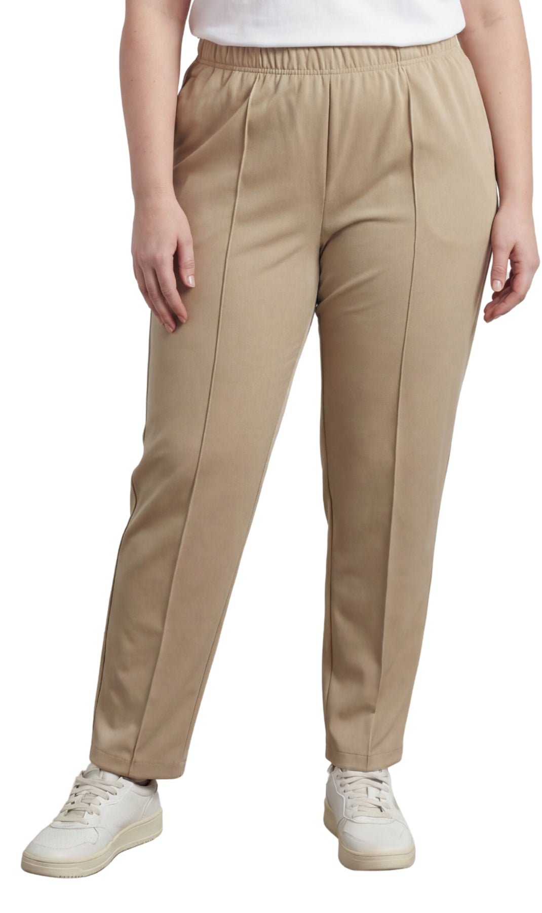Women's Classic Pull-On Poly Knit Pants — Elastic Waist Dress Slacks - Pendo Store