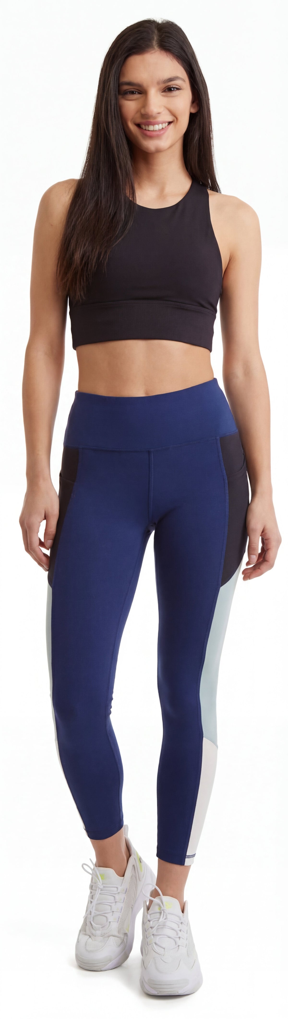 Women's Color Block Leggings with Side Panel — 24 Inch Inseam - Pendo Store