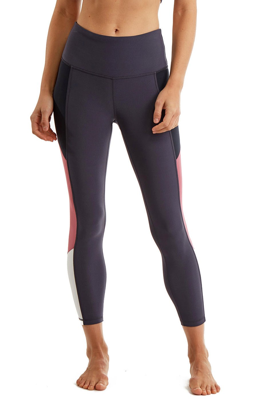 Women's Color Block Leggings with Side Panel — 24 Inch Inseam - Pendo Store