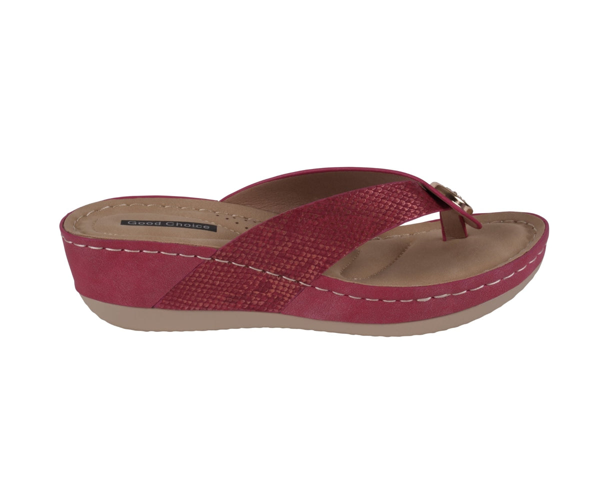 Women's Dafni Red Wedge Sandals - Pendo Store