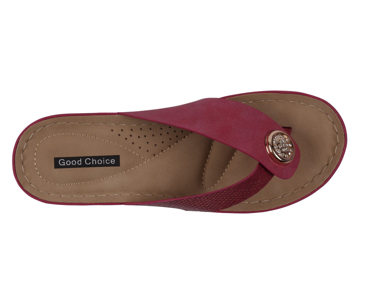 Women's Dafni Red Wedge Sandals - Pendo Store