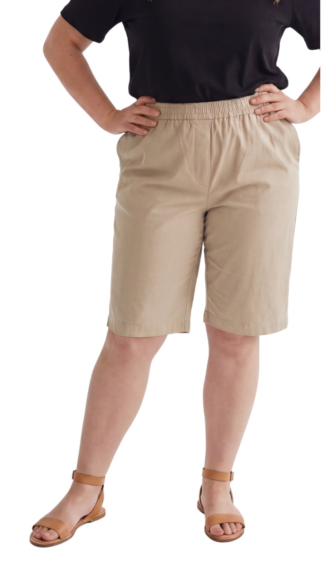 Women's Easy Pull-On Bermuda Shorts in Denim and Twill - Pendo Store