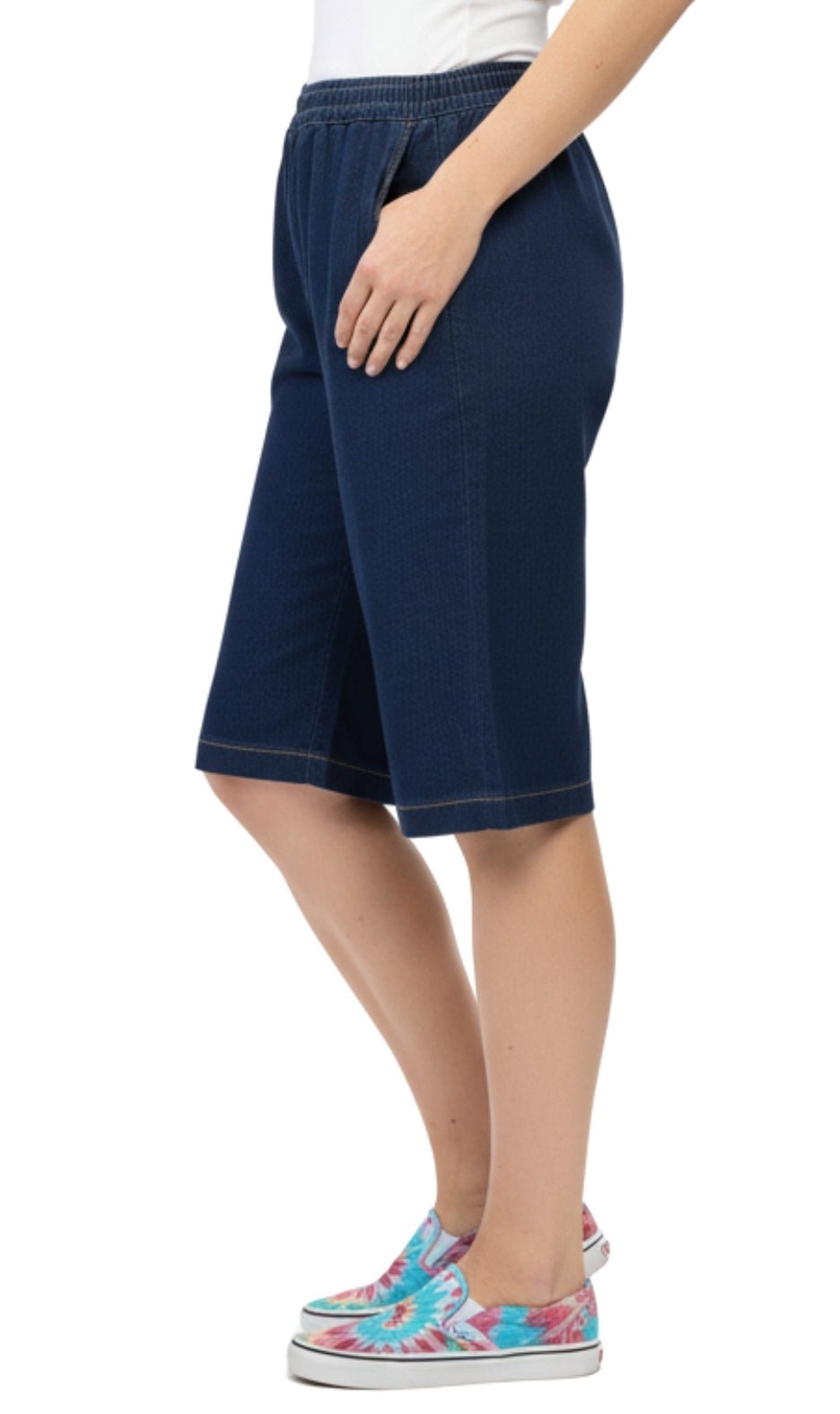 Women's Easy Pull-On Bermuda Shorts in Denim and Twill - Pendo Store