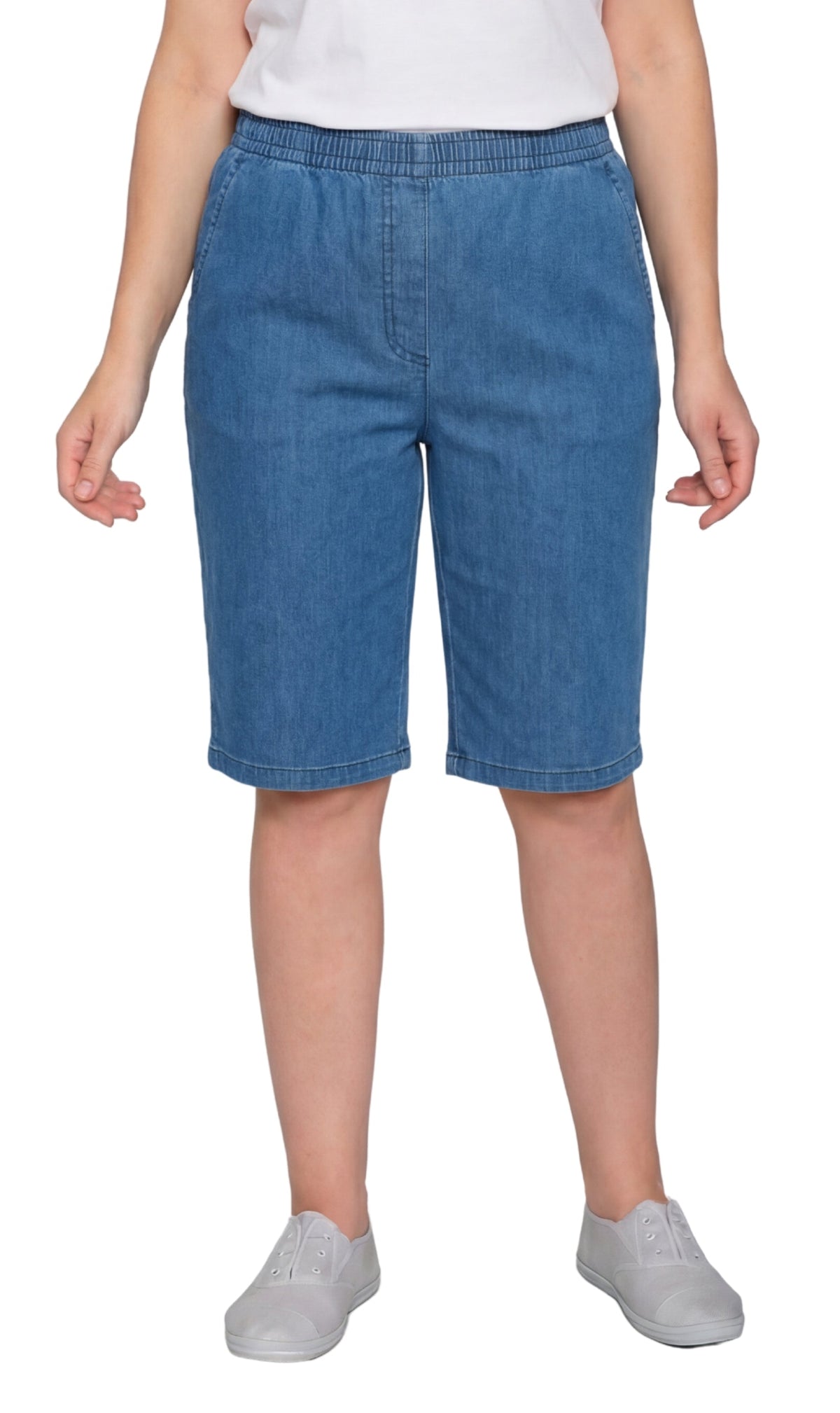 Women's Easy Pull-On Bermuda Shorts in Denim and Twill - Pendo Store