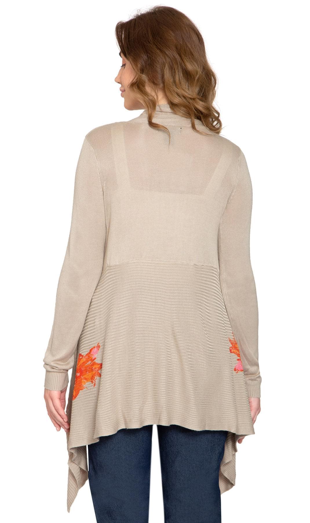 Women's Floral Embellished Open Front Long Cardigan - Pendo Store