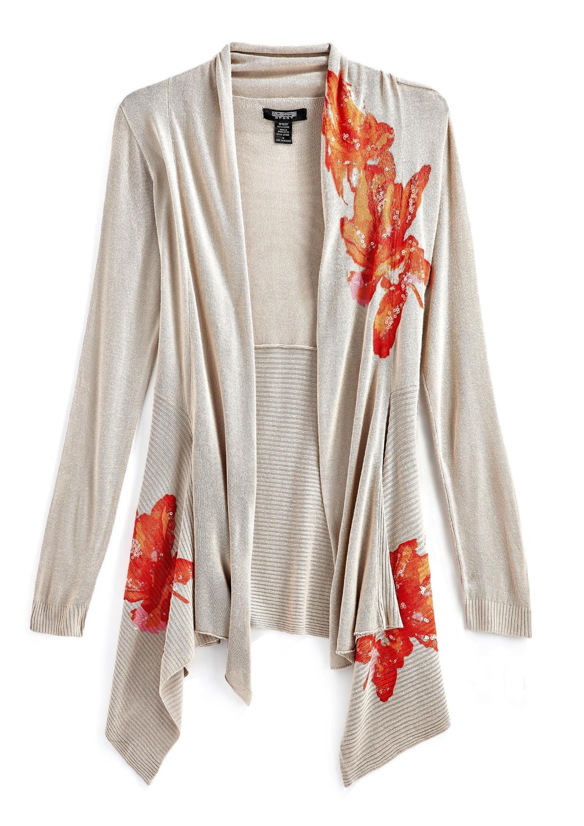 Women's Floral Embellished Open Front Long Cardigan - Pendo Store