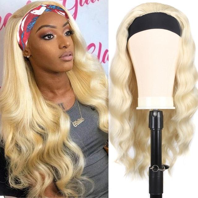 Women's Headband Wig Body Wave Natural Black Blonde Wigs with Headband Fake Hair Synthetic Wigs For Black Women Cosplay Wigs For Women Gifts for girlfriends - Pendo Store