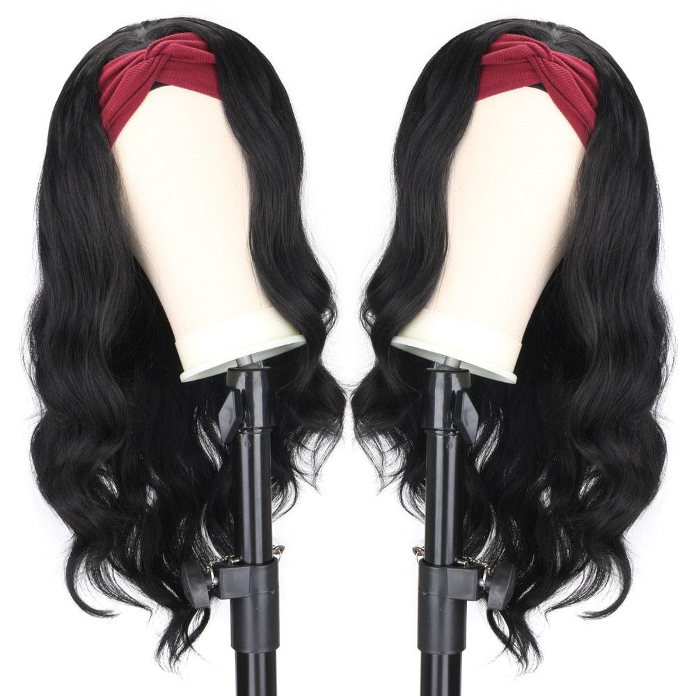 Women's Headband Wig Body Wave Natural Black Blonde Wigs with Headband Fake Hair Synthetic Wigs For Black Women Cosplay Wigs For Women Gifts for girlfriends - Pendo Store