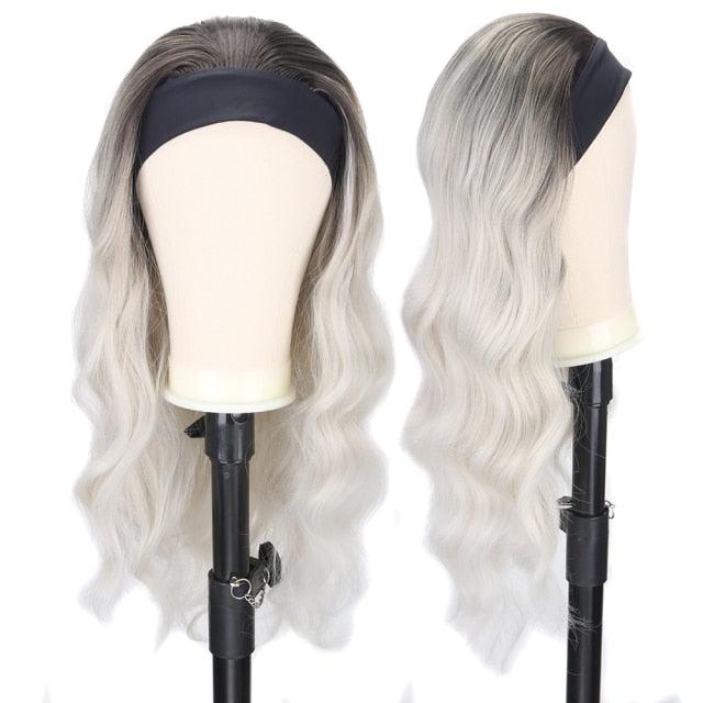 Women's Headband Wig Body Wave Natural Black Blonde Wigs with Headband Fake Hair Synthetic Wigs For Black Women Cosplay Wigs For Women Gifts for girlfriends - Pendo Store