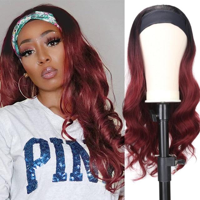 Women's Headband Wig Body Wave Natural Black Blonde Wigs with Headband Fake Hair Synthetic Wigs For Black Women Cosplay Wigs For Women Gifts for girlfriends - Pendo Store
