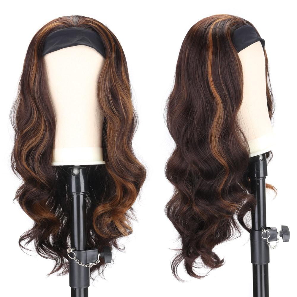 Women's Headband Wig Body Wave Natural Black Blonde Wigs with Headband Fake Hair Synthetic Wigs For Black Women Cosplay Wigs For Women Gifts for girlfriends - Pendo Store