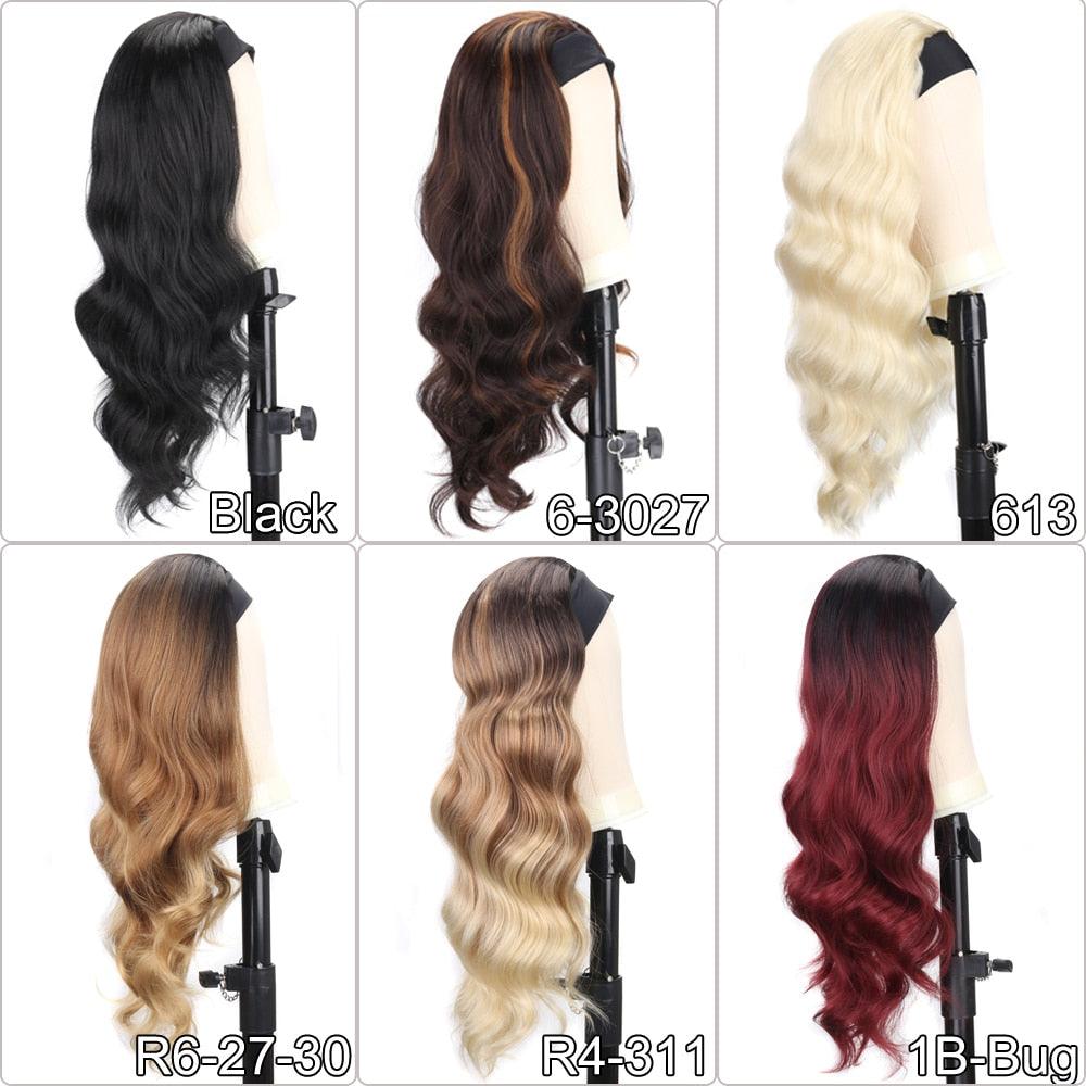Women's Headband Wig Body Wave Natural Black Blonde Wigs with Headband Fake Hair Synthetic Wigs For Black Women Cosplay Wigs For Women Gifts for girlfriends - Pendo Store