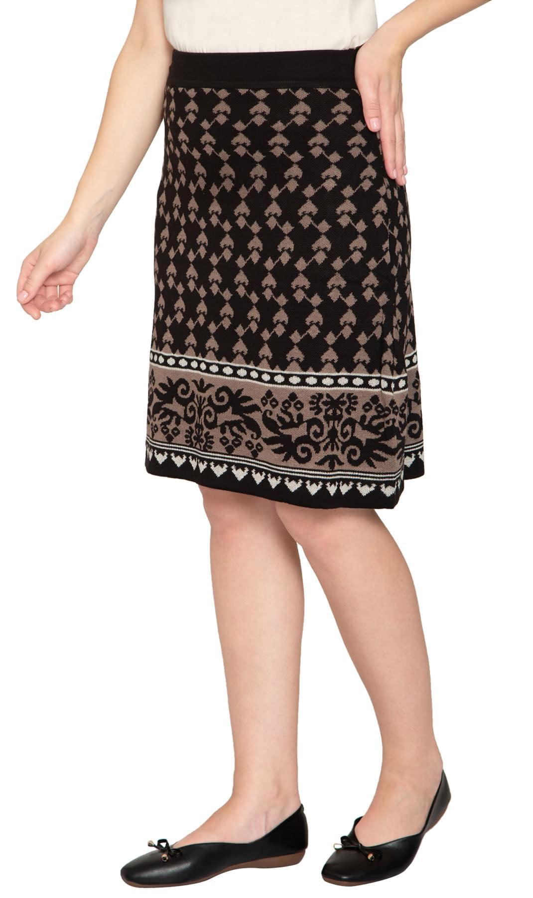 Women's Jacquard Knit Sweater Skirt — Knee Length - Pendo Store