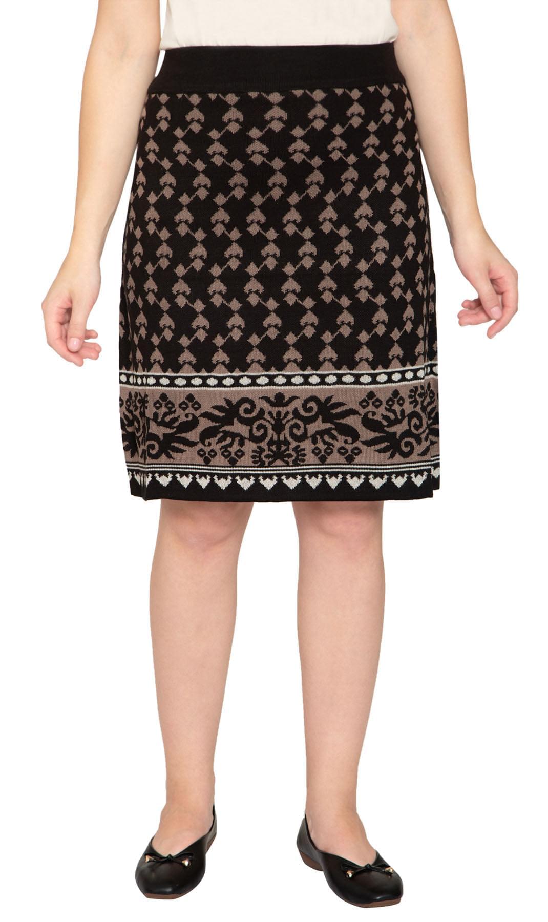 Women's Jacquard Knit Sweater Skirt — Knee Length - Pendo Store