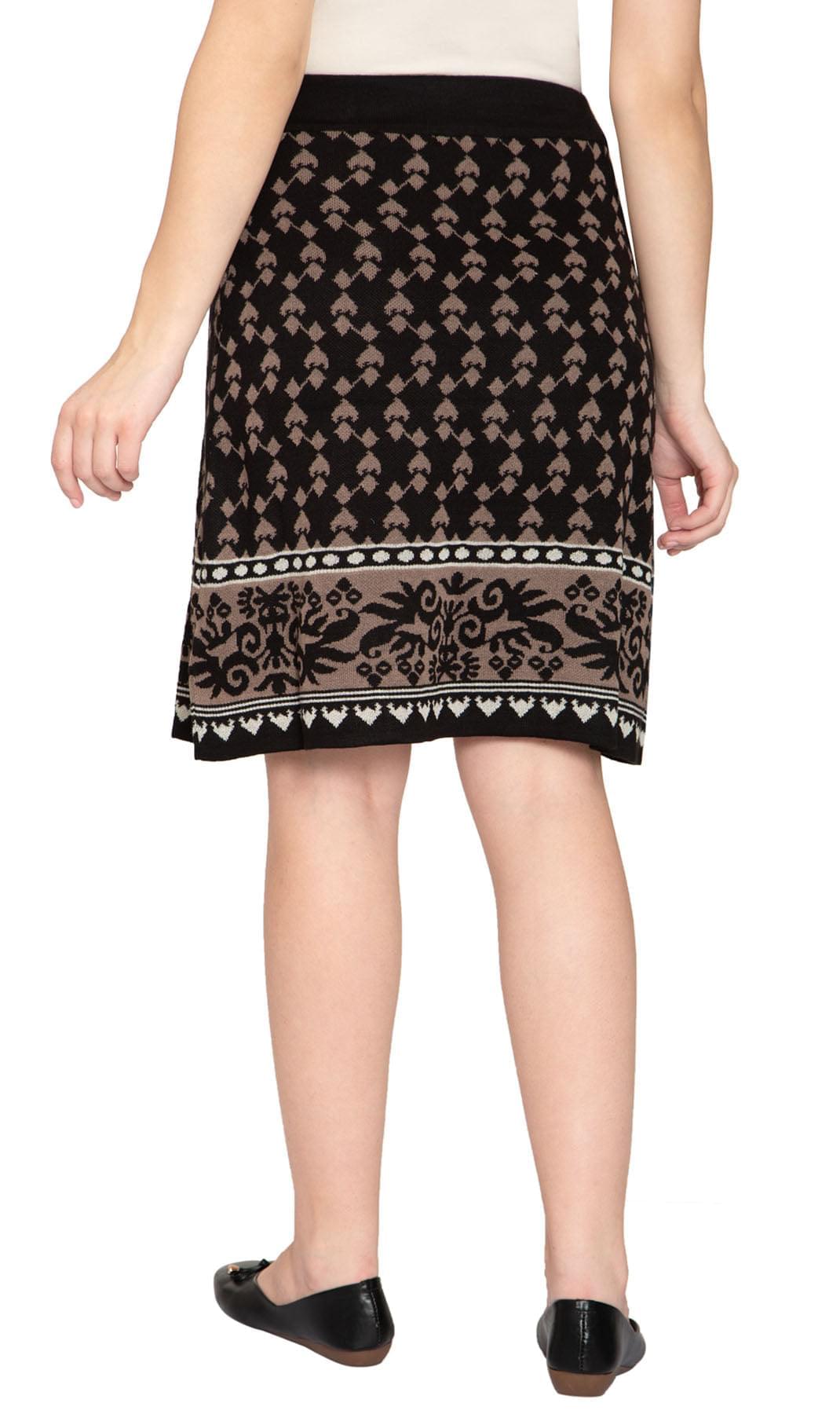 Women's Jacquard Knit Sweater Skirt — Knee Length - Pendo Store