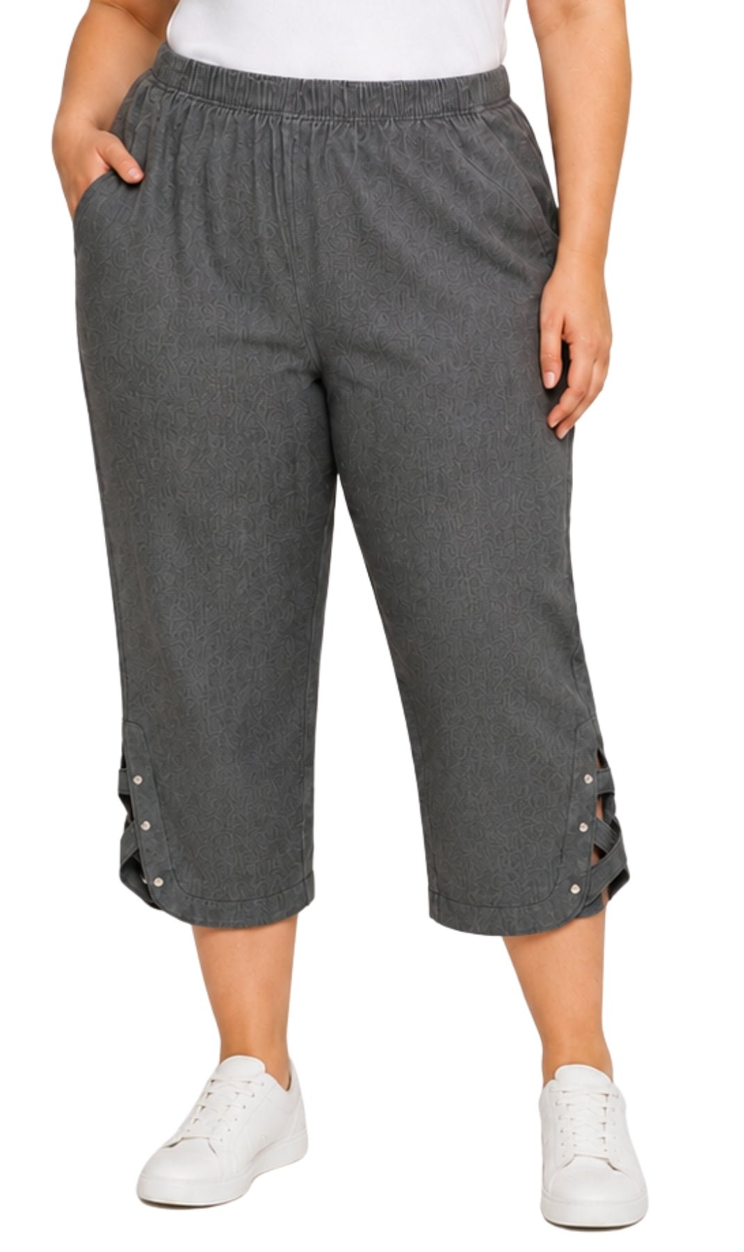 Women's Lightweight Capri Pants with Studded Hem Detail - Pendo Store