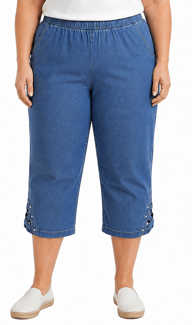 Women's Lightweight Capri Pants with Studded Hem Detail - Pendo Store