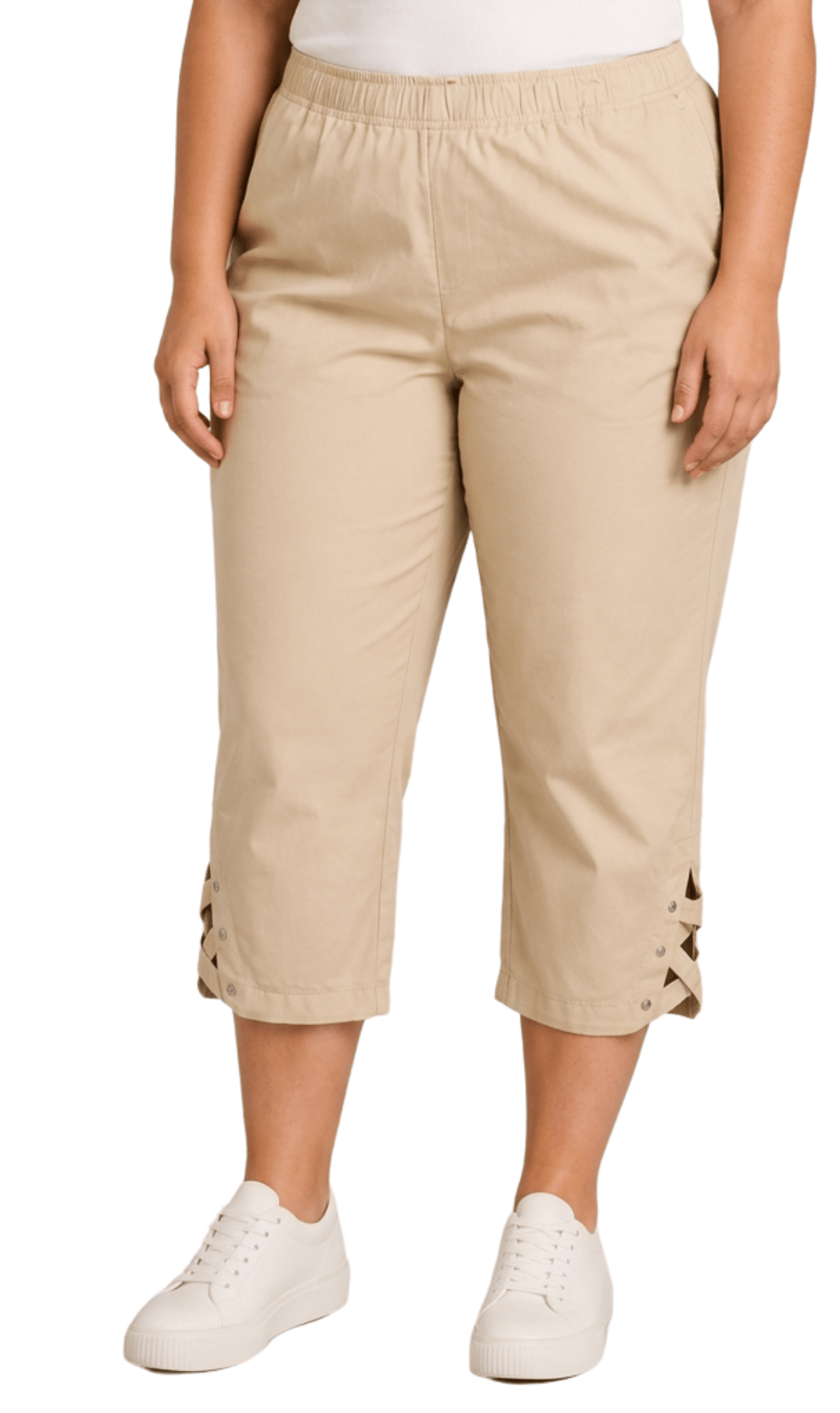 Women's Lightweight Capri Pants with Studded Hem Detail - Pendo Store