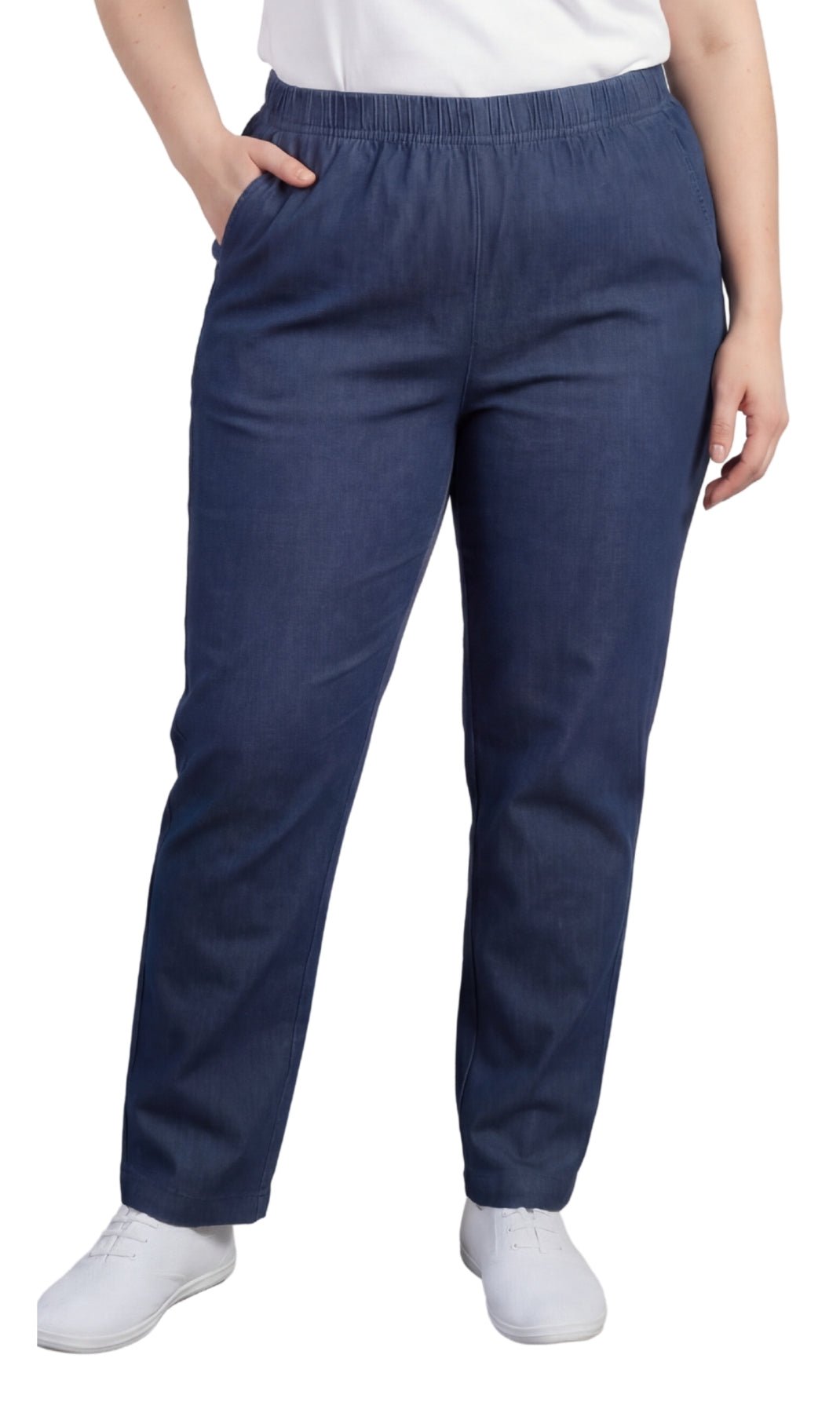 Women's Lightweight Pull-On Denim Jeans — Elastic Waist No Zipper - Pendo Store
