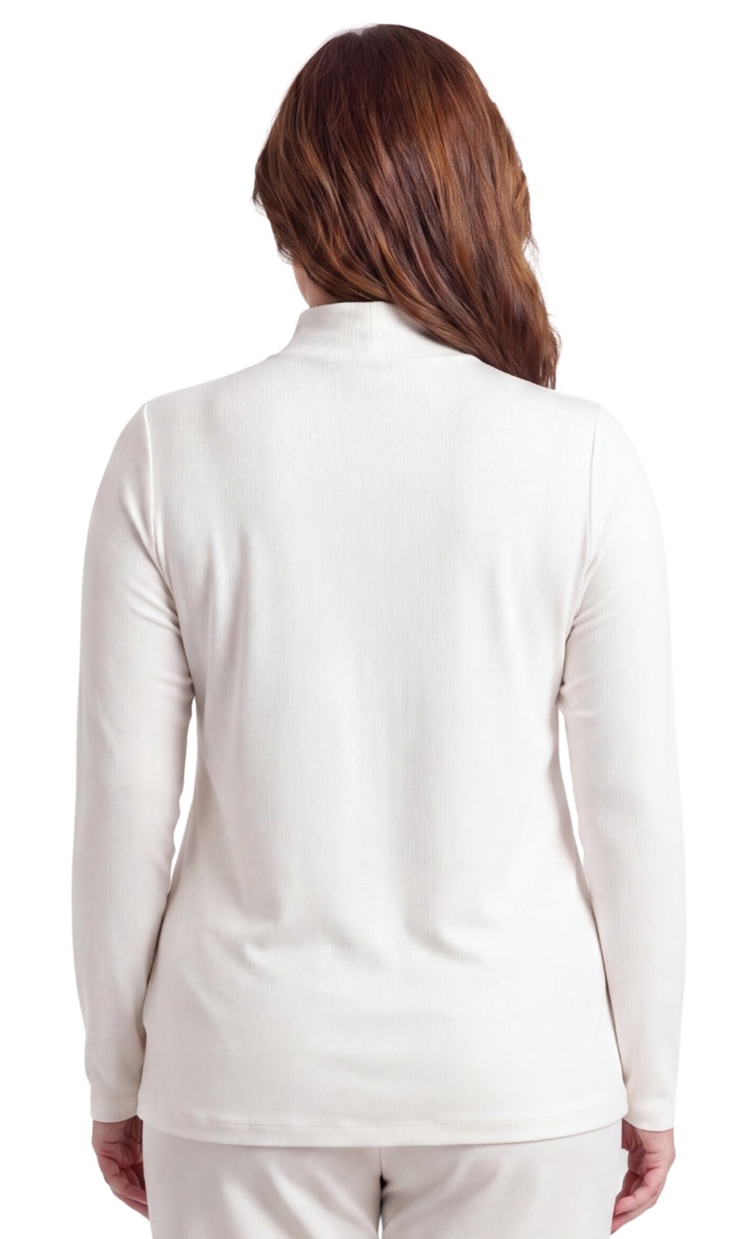 Women's Long Sleeve Mock Neck Top — Lightweight Cotton Blend - Pendo Store