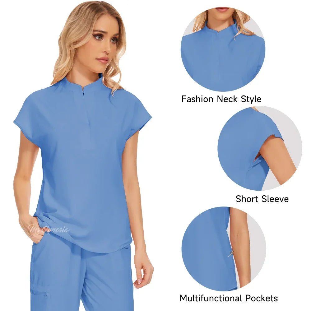 Women's Medical Uniform Elastic Scrub Set - Pendo Store