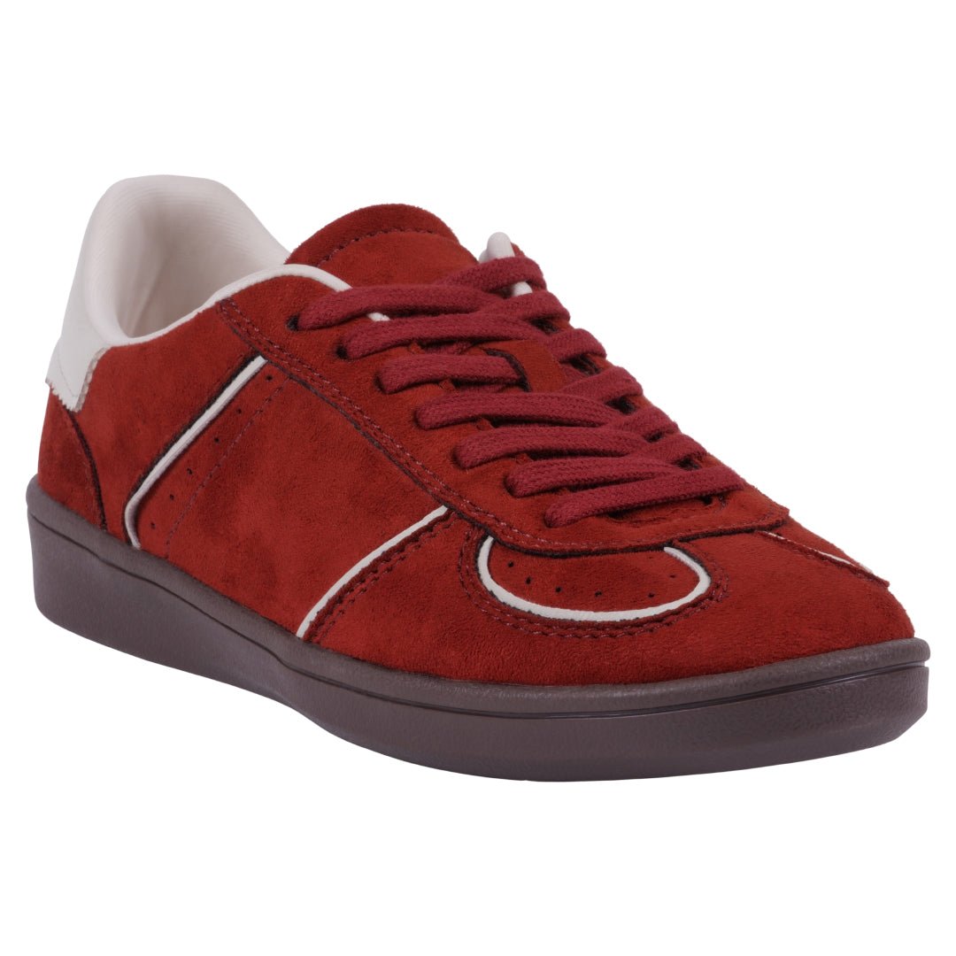 Women's Milan Chocolate Suede Lace Up Sneaker - Pendo Store