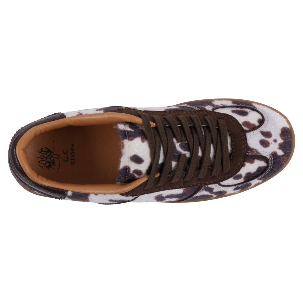 Women's Milan Cow Print Lace Up Sneaker - Pendo Store