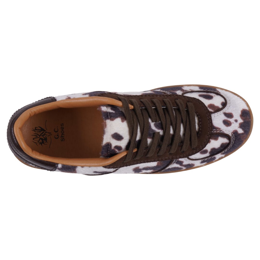 Women's Milan Cow Print Lace Up Sneaker - Pendo Store