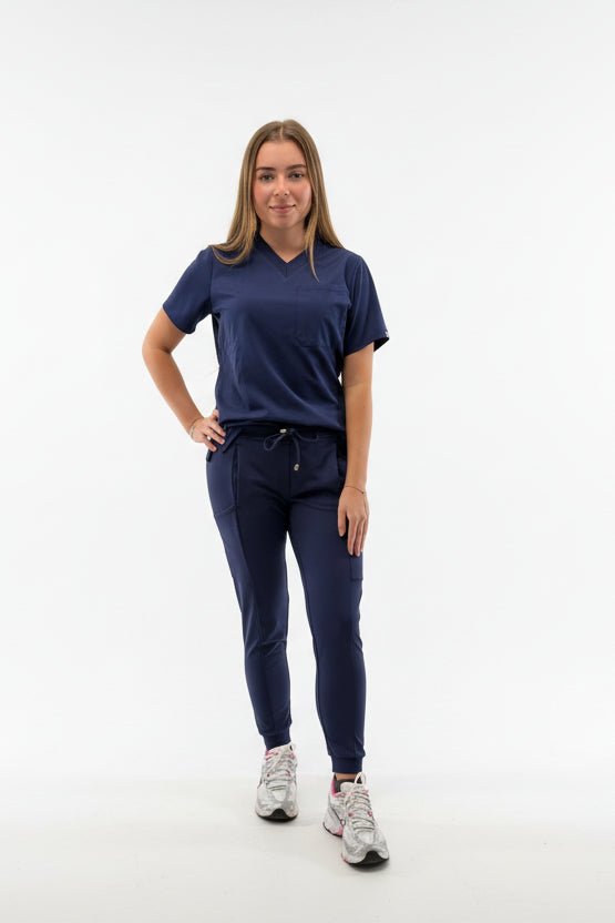 Women's Navy Scrub Low Waisted Joggers - Pendo Store