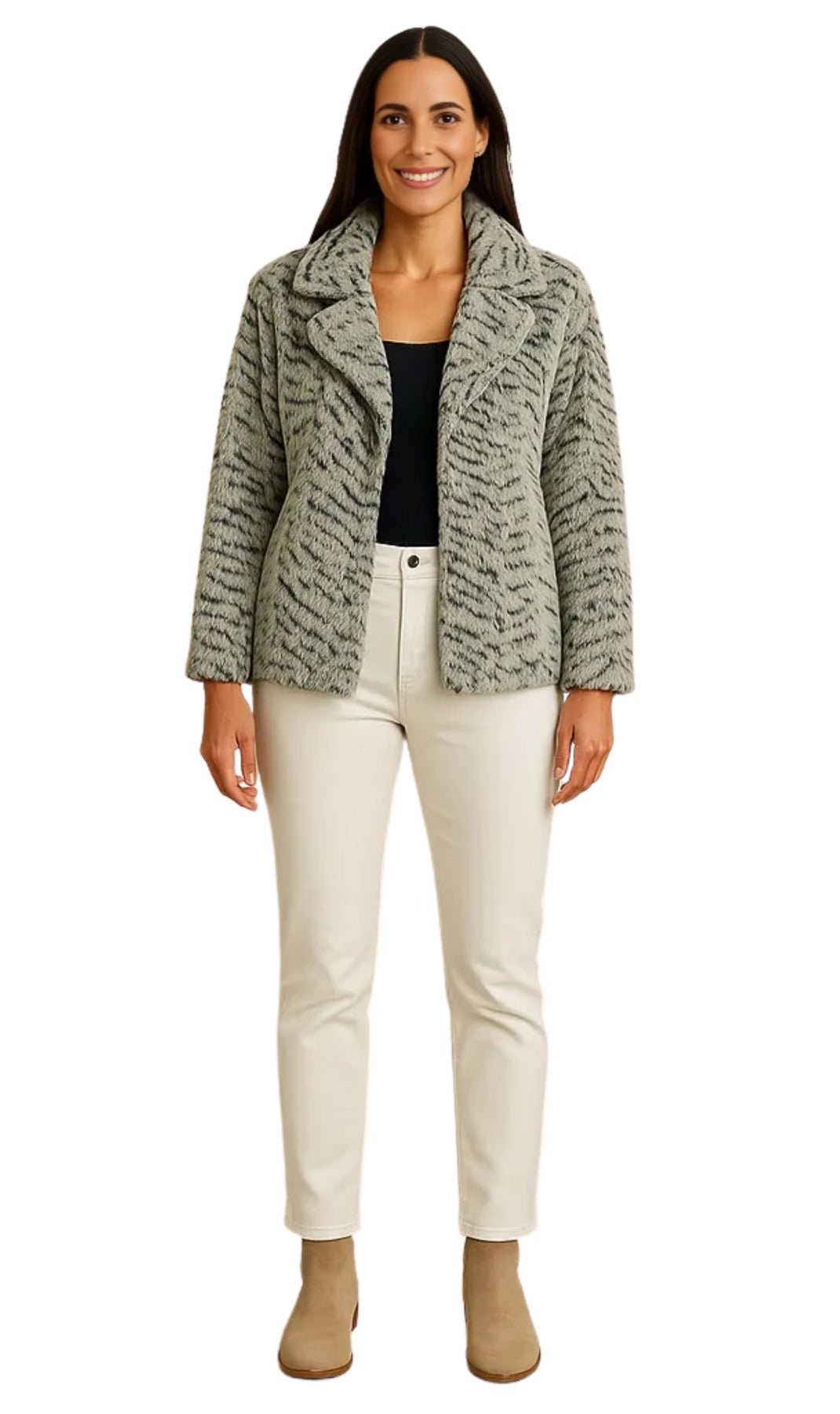 Women's One Button Faux Fur Lined Swing Jacket - Pendo Store