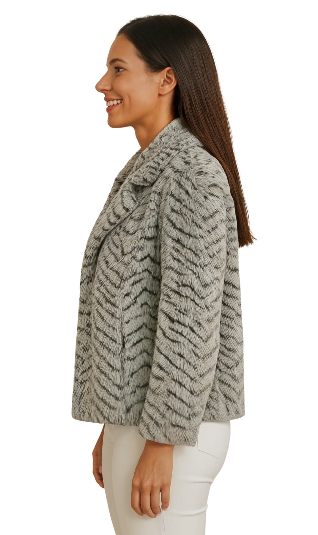 Women's One Button Faux Fur Lined Swing Jacket - Pendo Store
