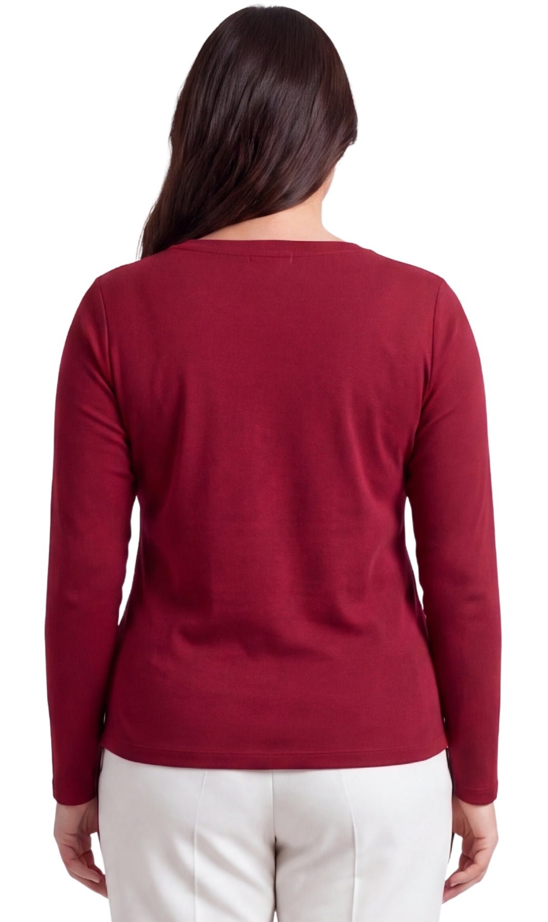 Women's Open Crochet V-Neck Knit Top with Jewel Trim - Pendo Store