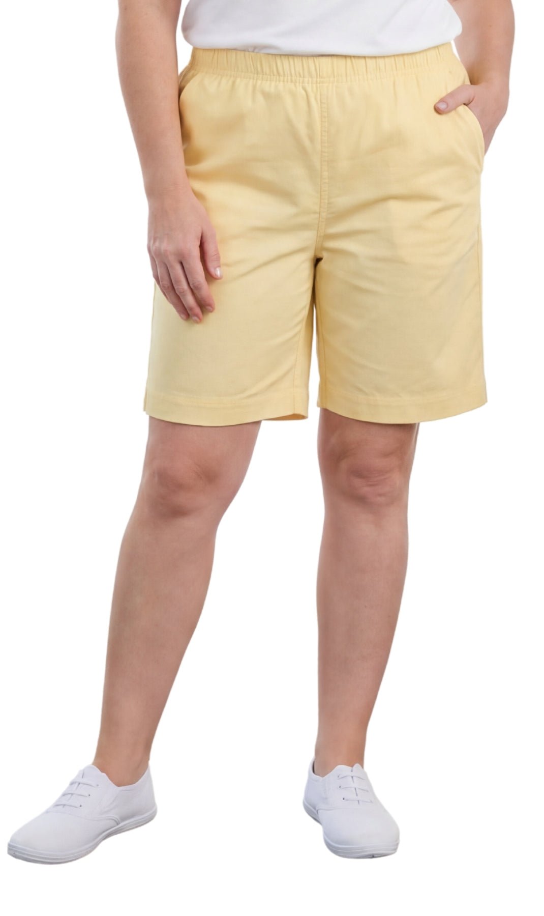 Women's Pull-On Denim and Twill Shorts — Stretch Waist No Zipper - Pendo Store