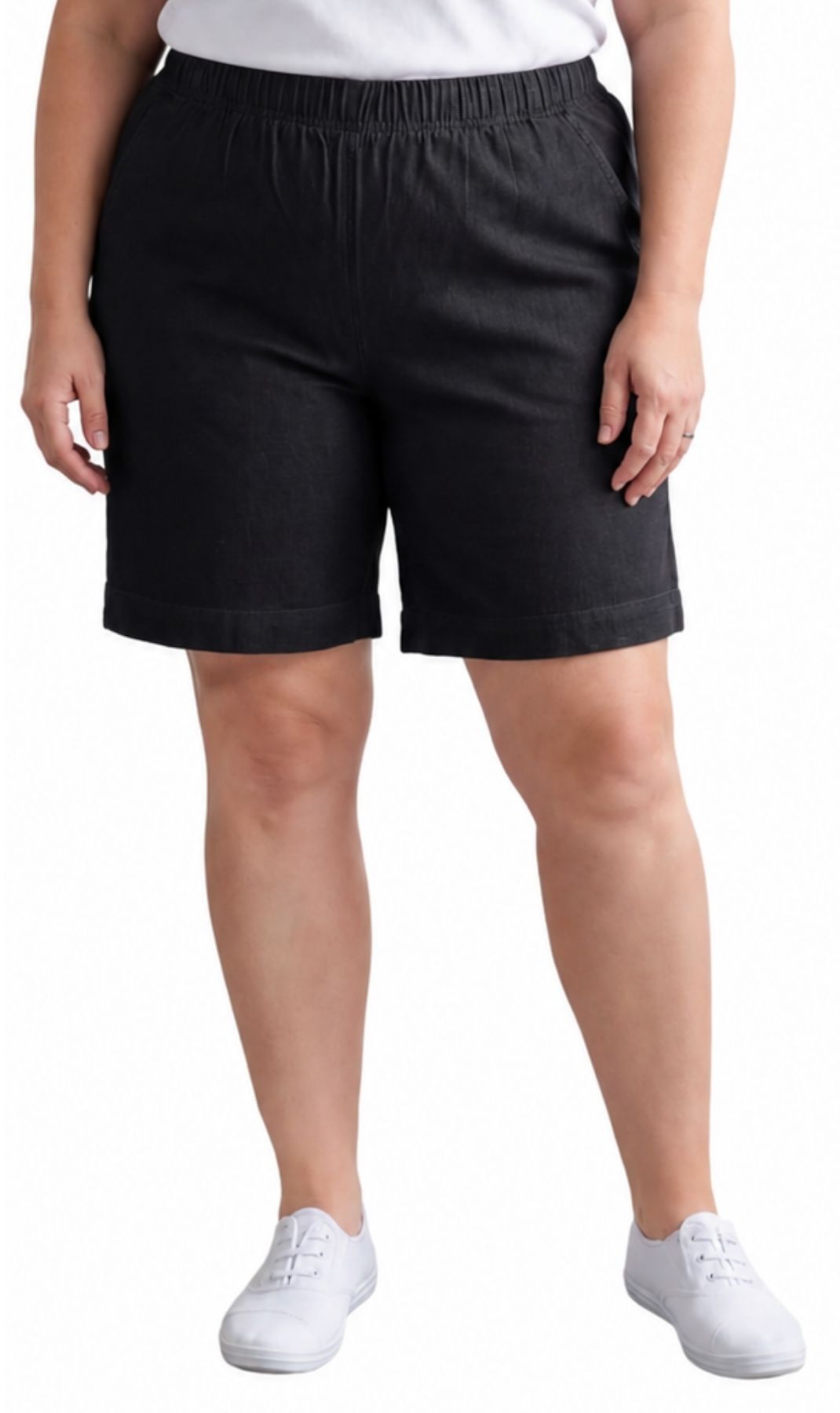 Women's Pull-On Denim and Twill Shorts — Stretch Waist No Zipper - Pendo Store
