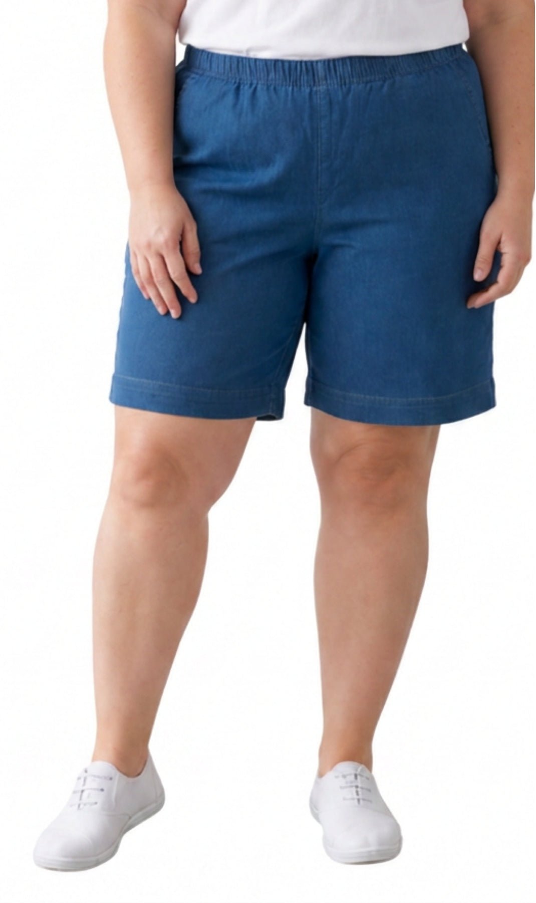 Women's Pull-On Denim and Twill Shorts — Stretch Waist No Zipper - Pendo Store