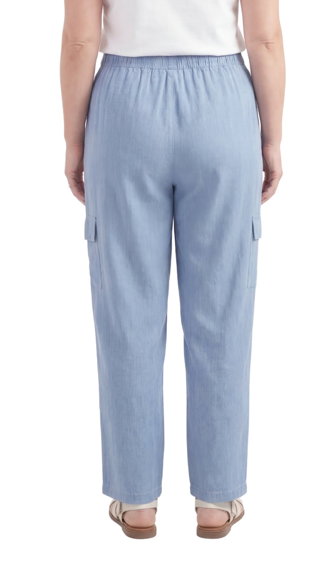 Women's Pull-On Denim Cargo Pants — Elastic Stretch Waist - Pendo Store