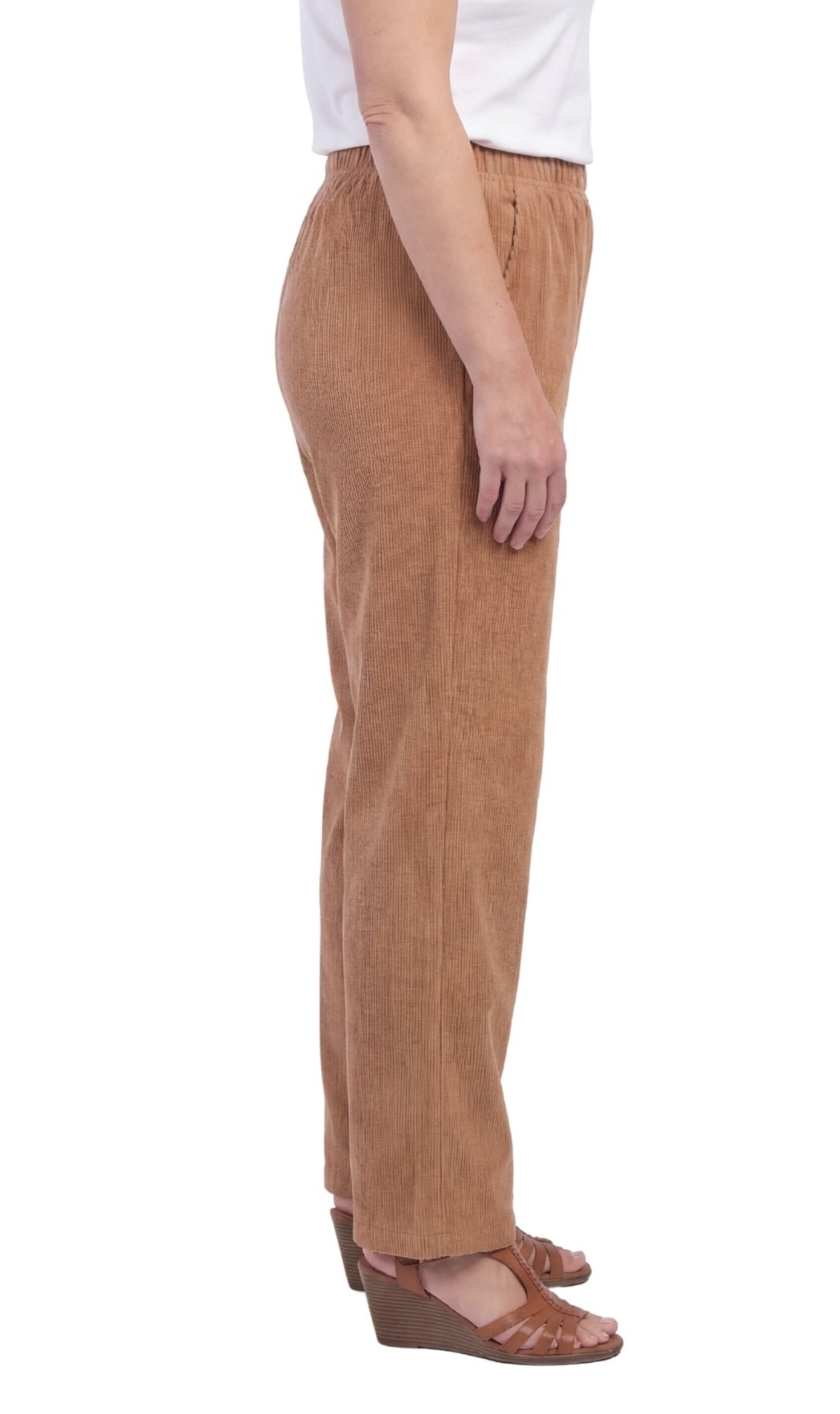 Women's Pull-On Fine Wale Corduroy Pants — Soft Covered Elastic Waist - Pendo Store