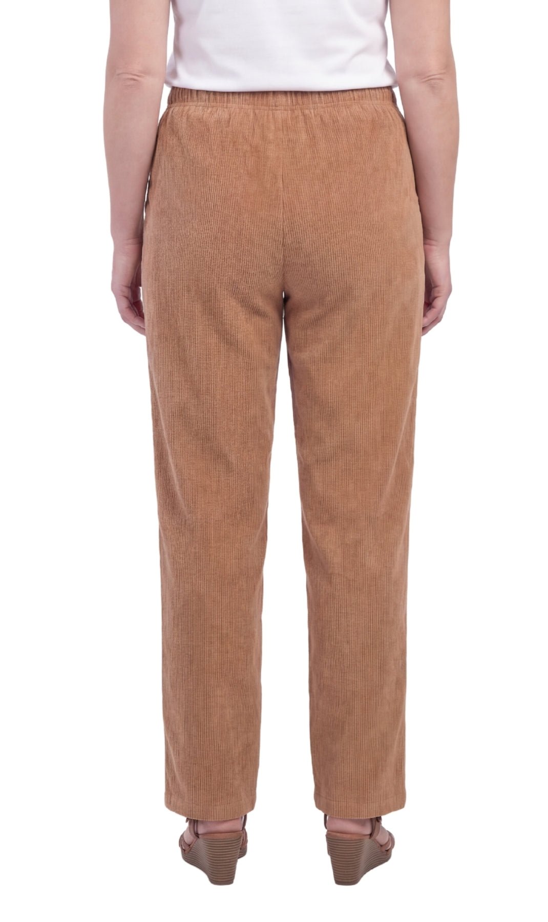 Women's Pull-On Fine Wale Corduroy Pants — Soft Covered Elastic Waist - Pendo Store
