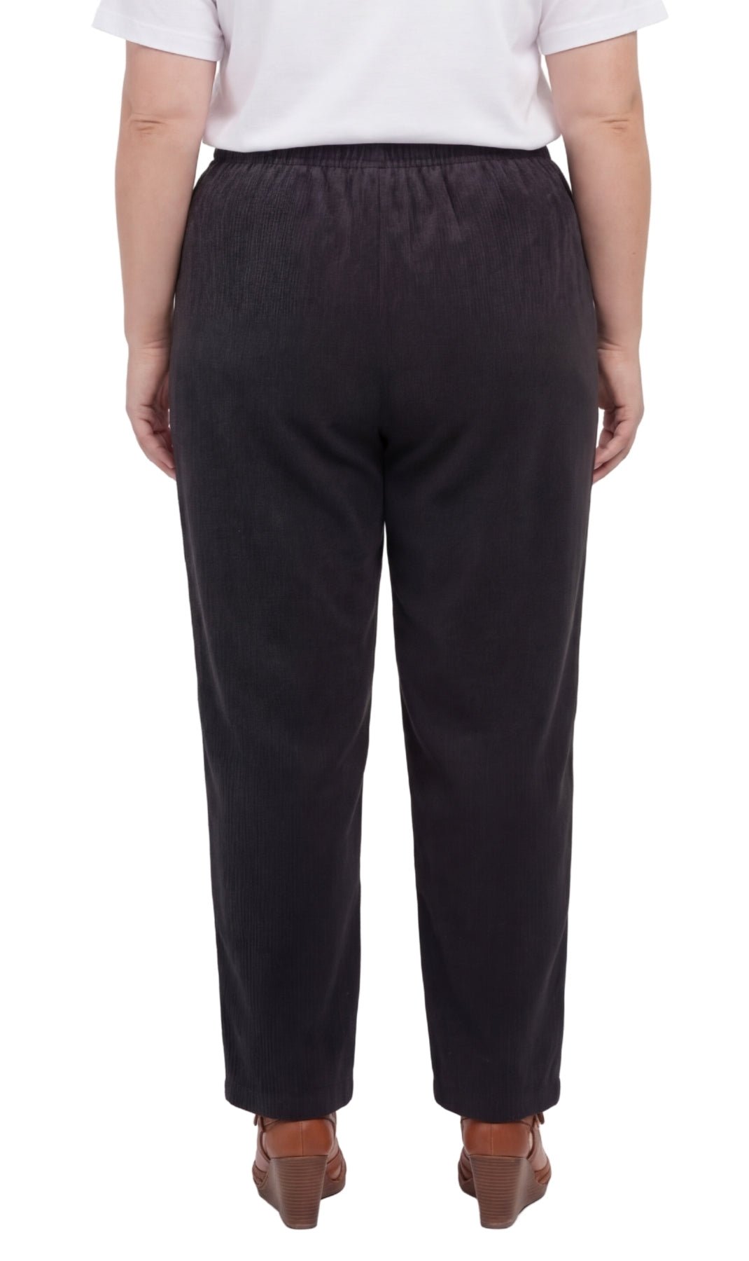 Women's Pull-On Fine Wale Corduroy Pants — Soft Covered Elastic Waist - Pendo Store