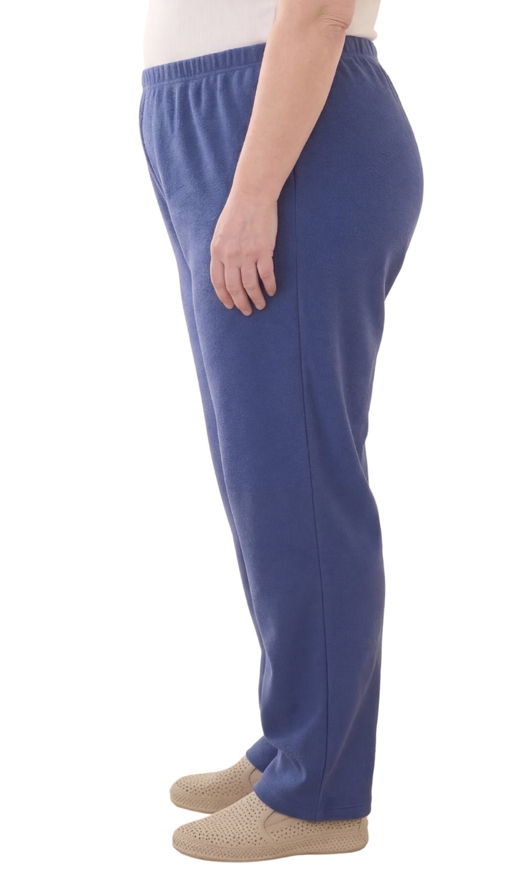 Women's Pull-On Flat Front Knit Pants — Cotton Blend Elastic Waist - Pendo Store