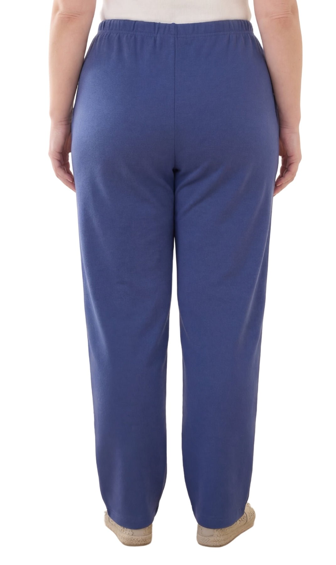 Women's Pull-On Flat Front Knit Pants — Cotton Blend Elastic Waist - Pendo Store