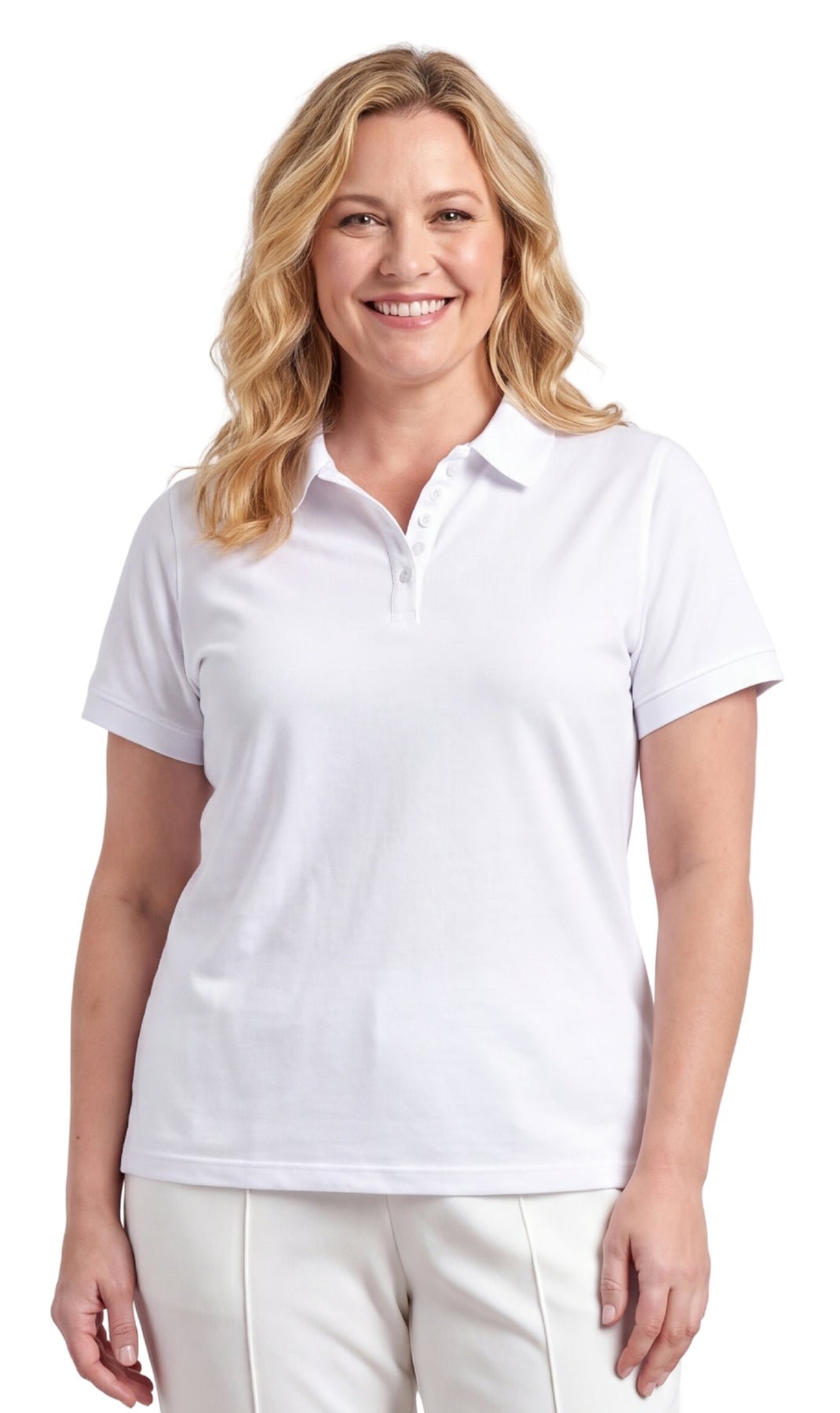 Women's Short Sleeve Pique Knit Polo Shirt — Relaxed Fit Cotton Blend - Pendo Store