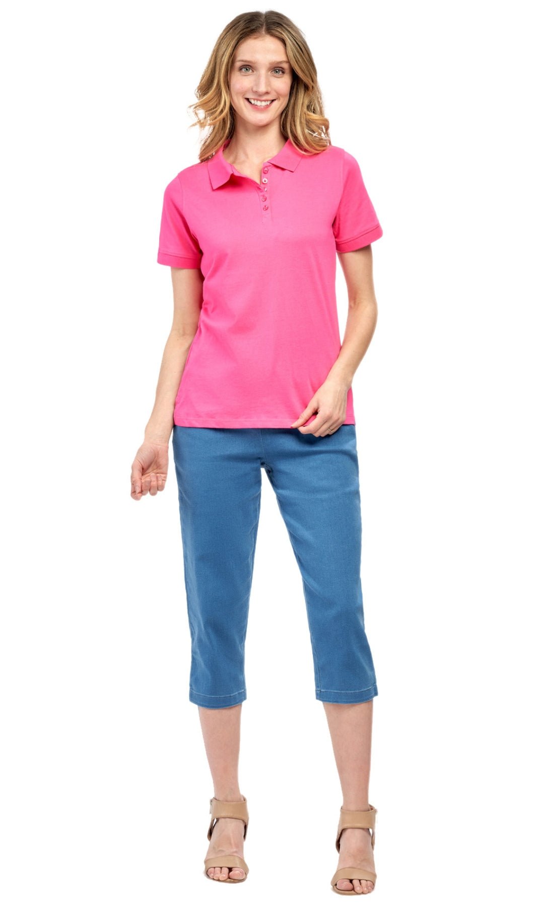 Women's Short Sleeve Pique Knit Polo Shirt — Relaxed Fit Cotton Blend - Pendo Store