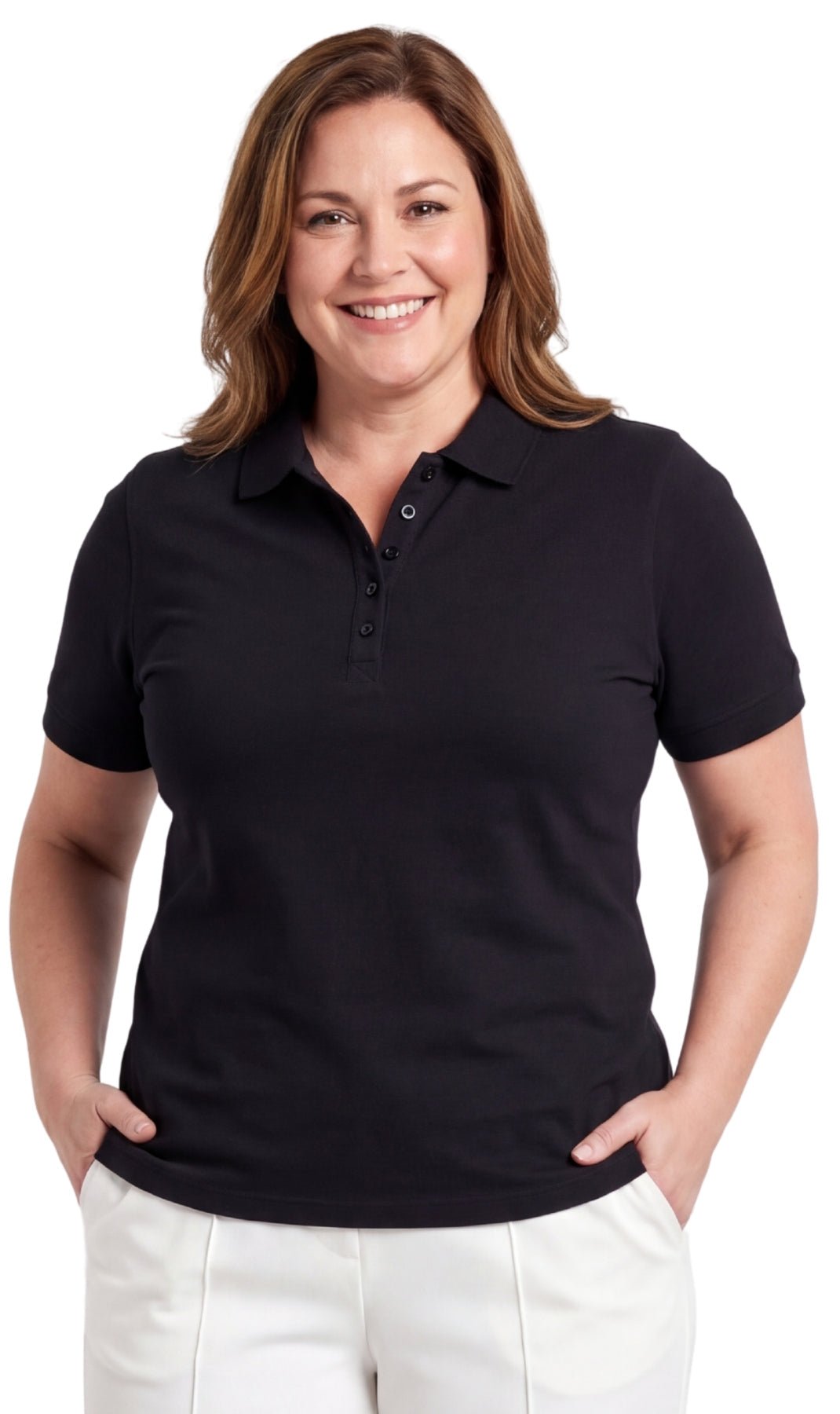 Women's Short Sleeve Pique Knit Polo Shirt — Relaxed Fit Cotton Blend - Pendo Store