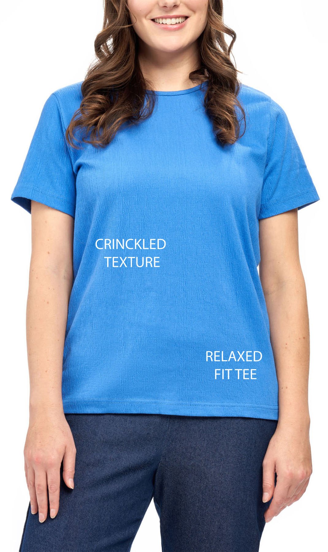 Women's Short Sleeve Textured Knit T-Shirt — Jewel Neckline Cotton Blend - Pendo Store