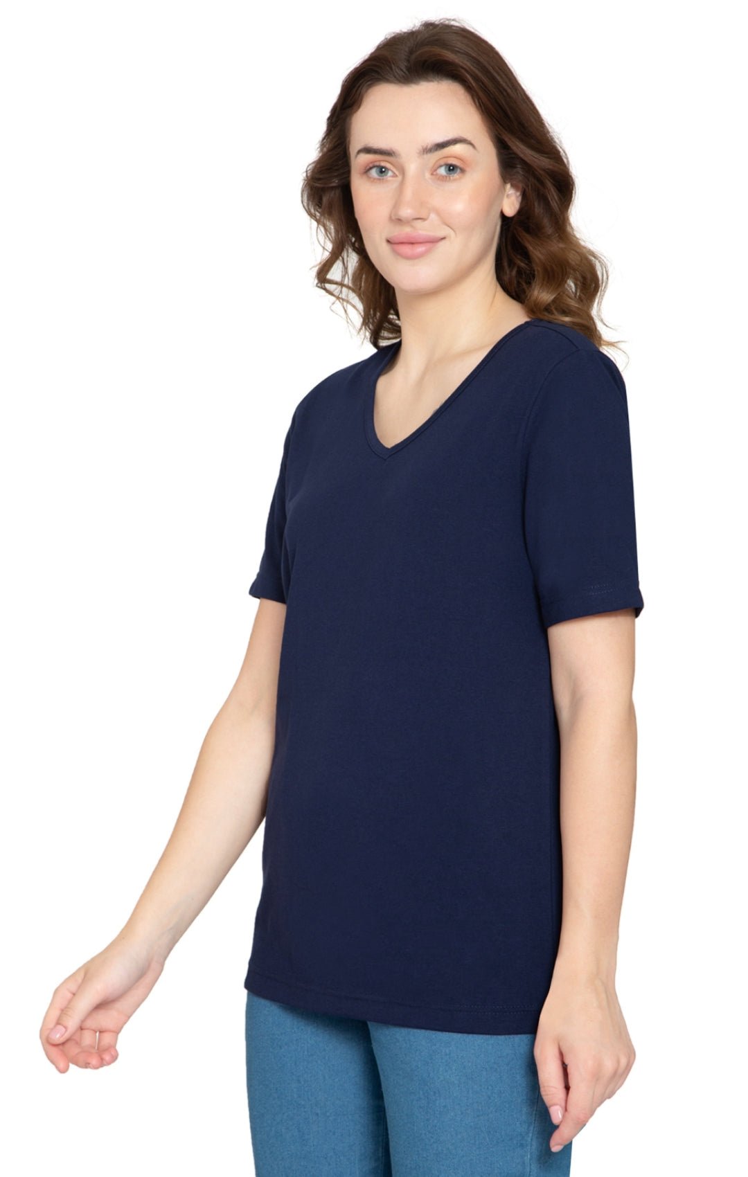 Women's Short Sleeve V-Neck T-Shirt — Wrinkle Resistant Cotton Blend - Pendo Store