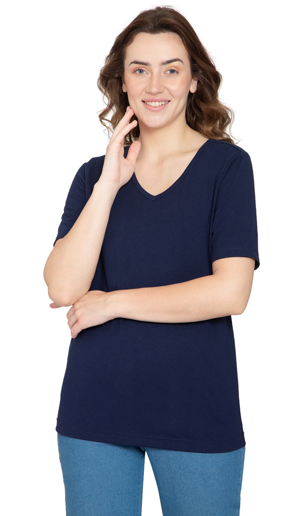 Women's Short Sleeve V-Neck T-Shirt — Wrinkle Resistant Cotton Blend - Pendo Store