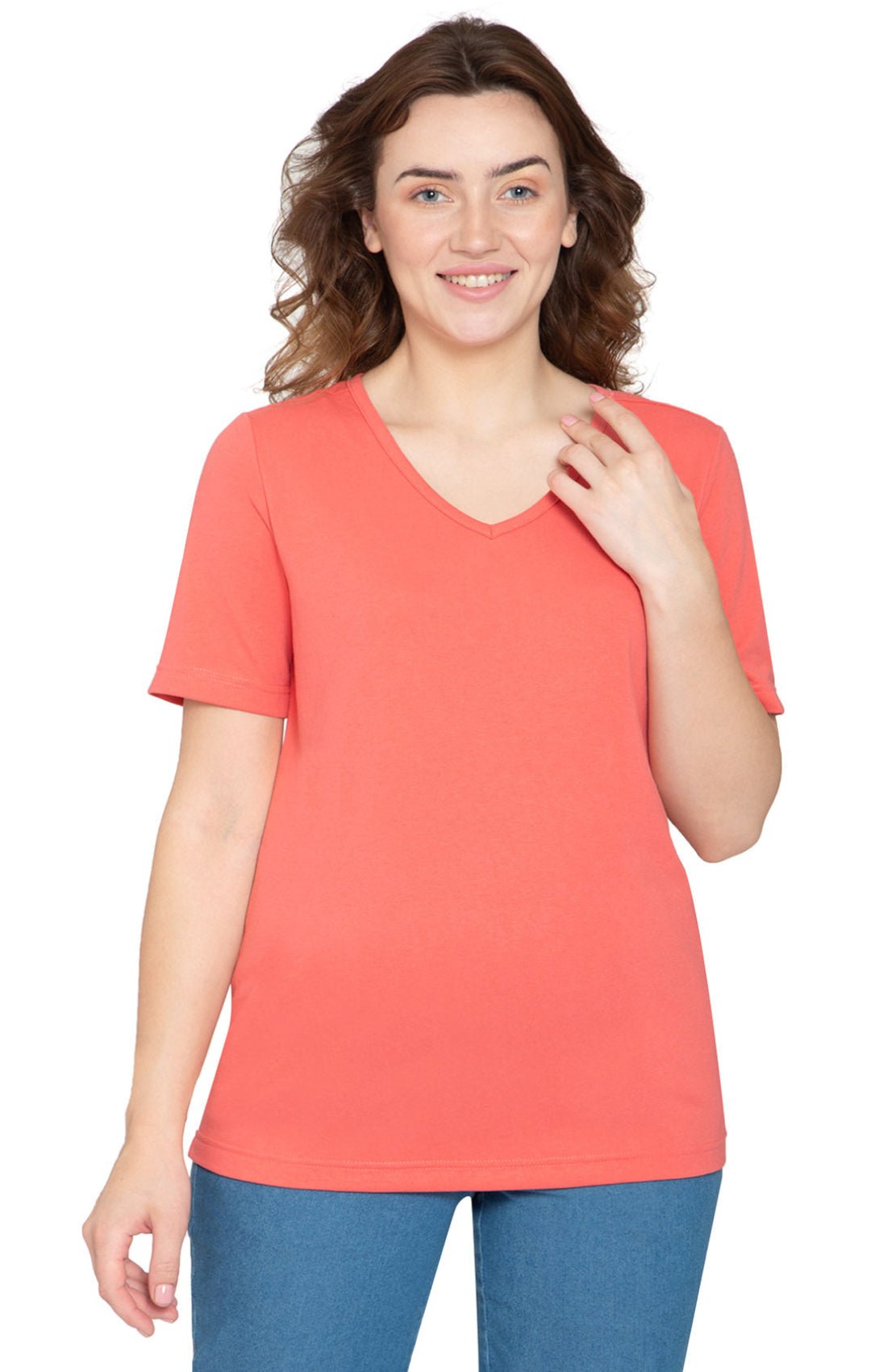 Women's Short Sleeve V-Neck T-Shirt — Wrinkle Resistant Cotton Blend - Pendo Store
