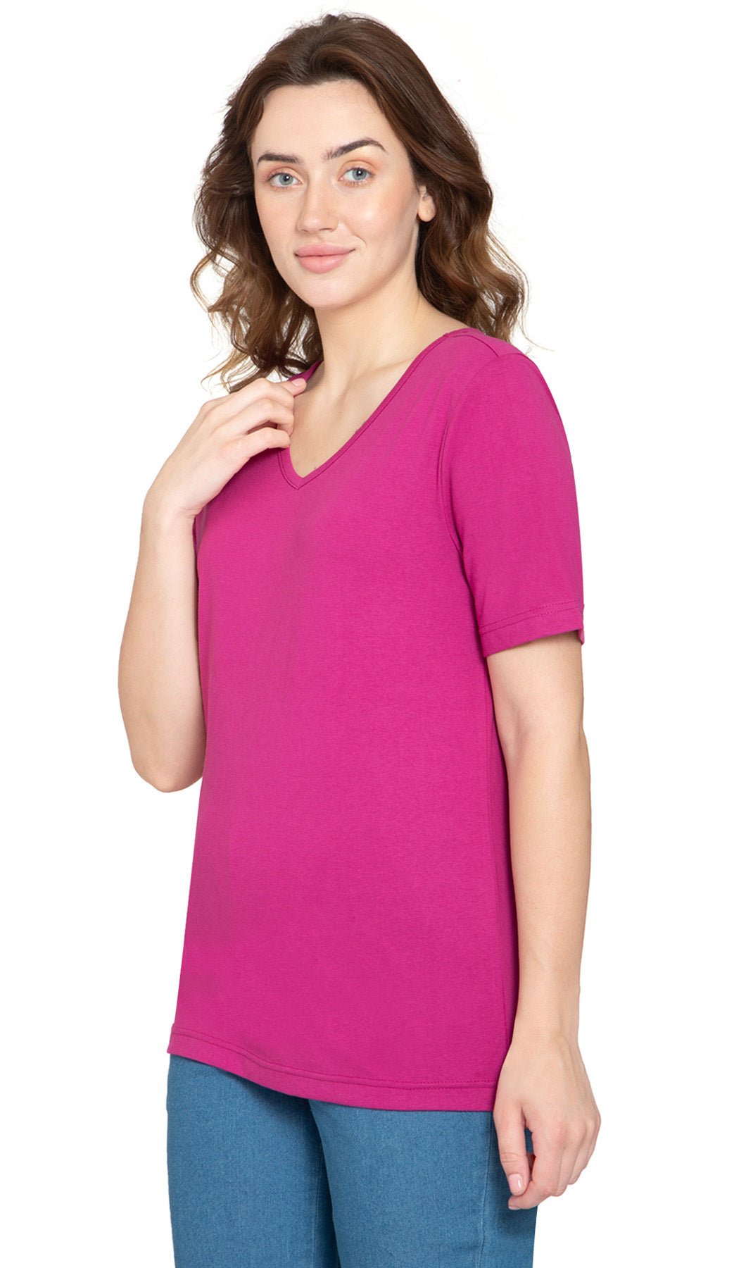 Women's Short Sleeve V-Neck T-Shirt — Wrinkle Resistant Cotton Blend - Pendo Store
