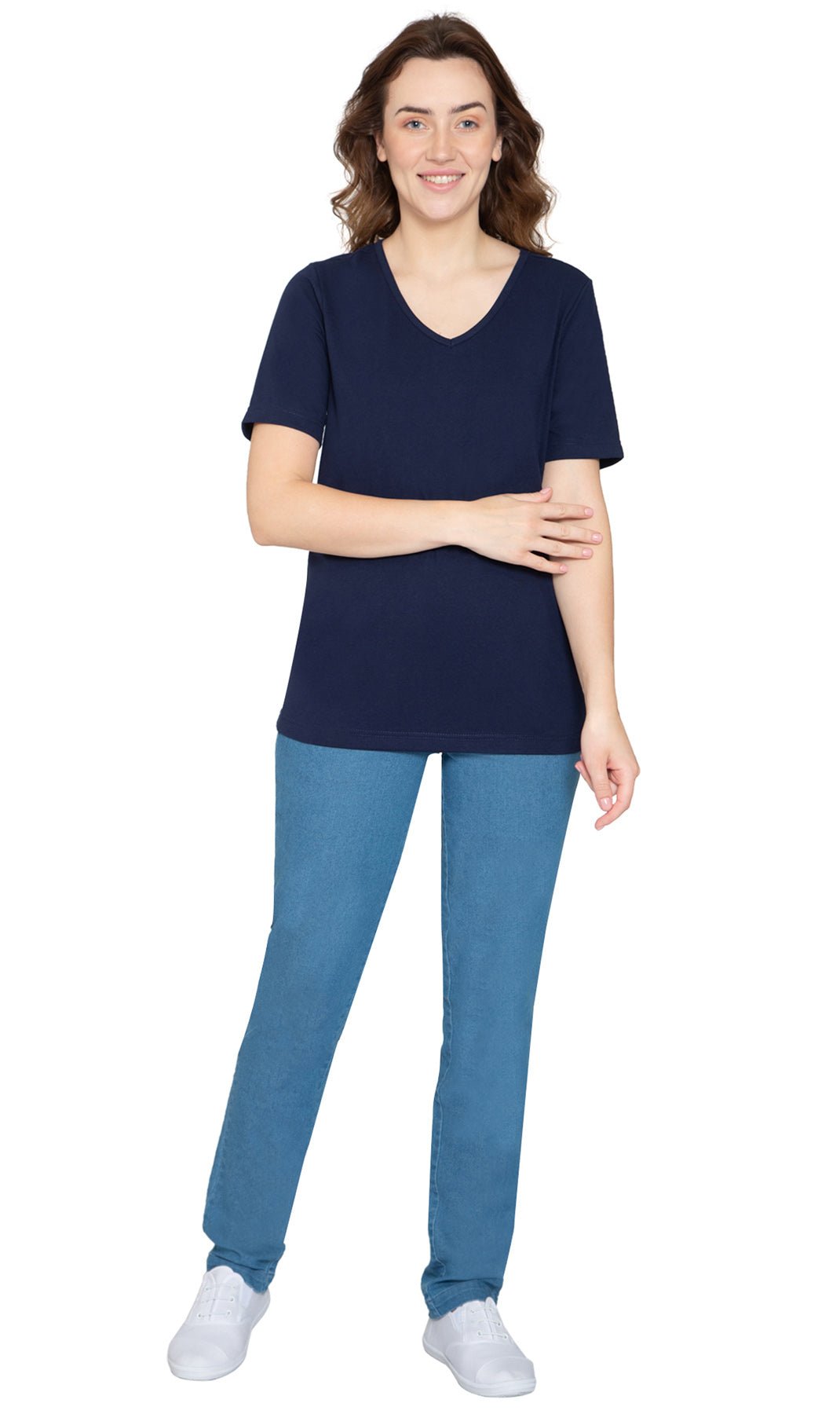 Women's Short Sleeve V-Neck T-Shirt — Wrinkle Resistant Cotton Blend - Pendo Store